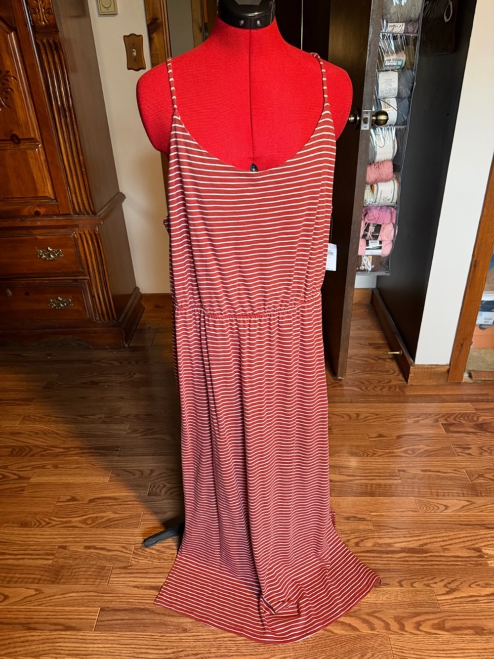 Old Navy Red and White Striped Maxi Dress